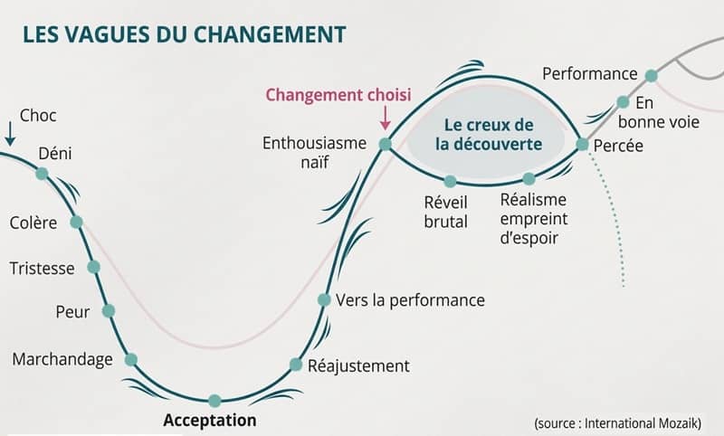 Les vagues du changement Vagues émotionnelles successives vécues lors d'une transition professionnelle